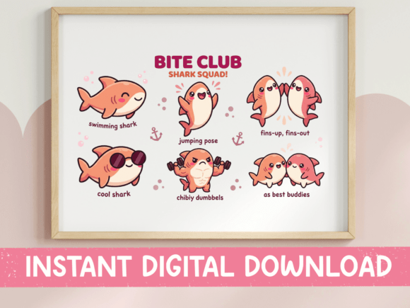 Bite Club Shark Squad Cute Poses Graphics