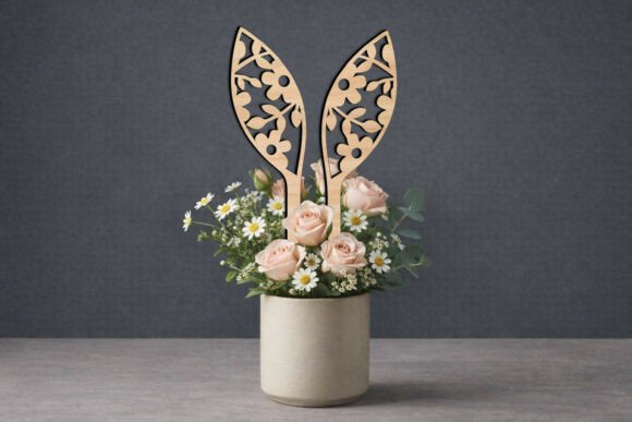 Bunny Flowers SVG Easter Ears Planter: Laser Cutting & Spring Amp