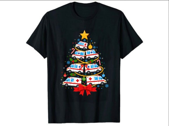 Christmas Ambulance Tree Paramedic Shirt Graphics and T-Shirt Designs