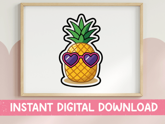 Cool Pineapple with Heart Sunglasses: Graphics for T-Shirt Designs