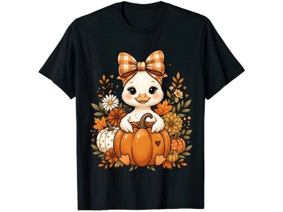 Cute Pumpkin Duckling Fall T-Shirt Graphics