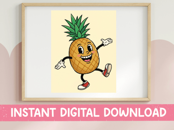 Dancing Pineapple Retro Cartoon Graphics
