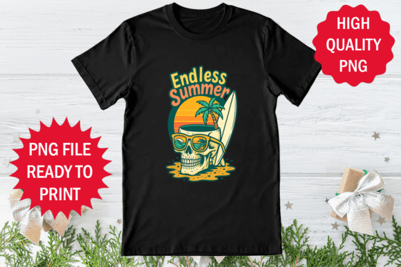 Endless Summer Retro Sunset Design Png