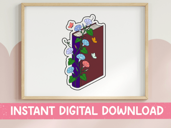 Floral Book with Morning Glories: Graphics for T-Shirt Designs