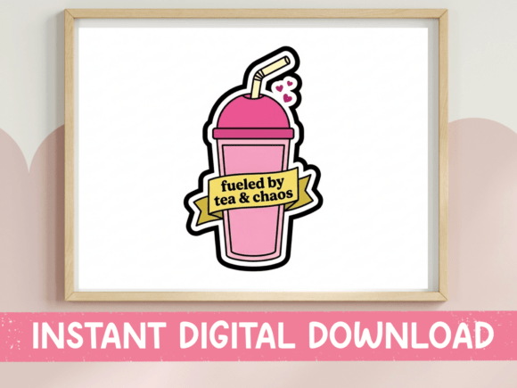 Fueled by Tea and Chaos Drink Cup Graphics