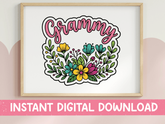 Grammy Floral Script Grandma Art Graphics