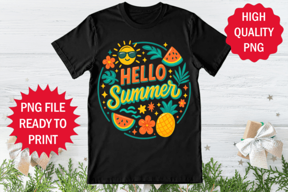 Hello Summer Retro Summer T-shirt Png Graphics Freebies