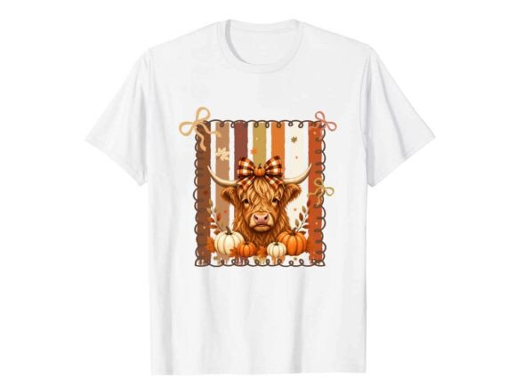 Highland Cow Pumpkin Fall T-Shirt