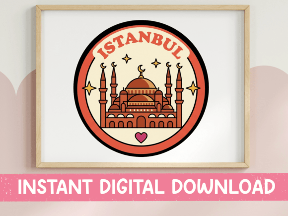 Istanbul Blue Mosque Travel Badge Graphics