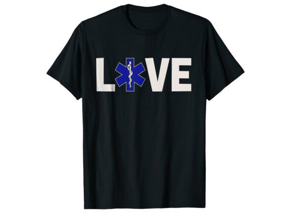 Love EMS Hero Paramedic T-Shirt Graphics