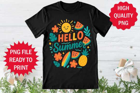 Summer T-shirt Hello Summer Design Png