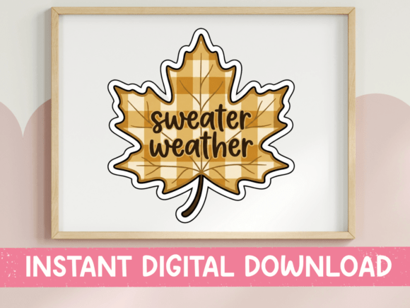 Sweater Weather Plaid Maple Leaf Art