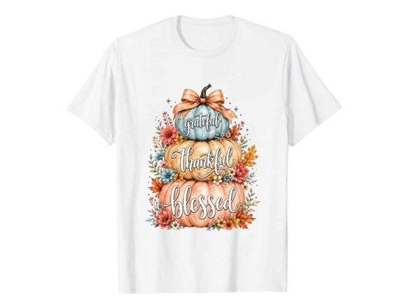 Thankful Blessed Pumpkin Fall T-Shirt Graphics